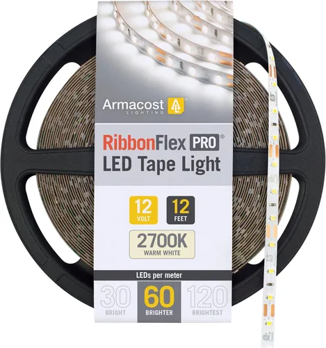 Vista 24 de Armacost Lighting RibbonFlex Pro 133210 - Tira de luces LED blancas de 12 V, 120 LED/m, 2700K, 8.2 pies