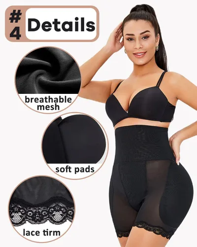 Vista 6 de Almohadillas de cadera para mujer, moldeadoras, pantalones cortos moldeadores de levantamiento de glúteos con almohadillas de inmersión de cadera