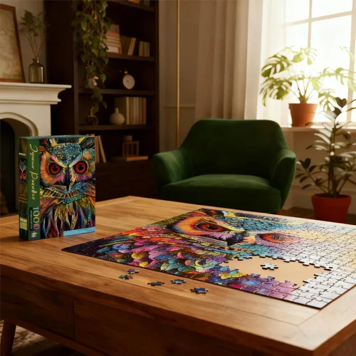 Vista 2 de Ingooood Rompecabezas de 1000 piezas – Serie Fantasía – Juguetes de entretenimiento para adultos, graduación especial o regalo de cumpleaños, Búho