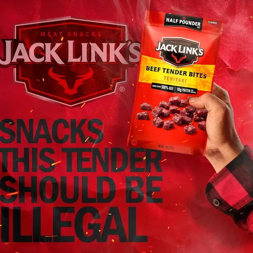 Vista 5 de Jack Link's Bocaditos Tiernos de Carne de Res, Teriyaki, Bolsa de Media Libra - Aperitivos de Proteína de Carne Sabrosos para Almuerzos, 10g