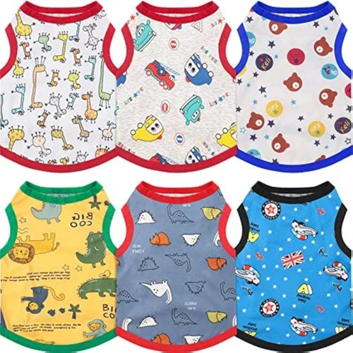 Vista 6 de Geyoga Camisas para perros de 6 piezas - Lindas camisas y sudaderas de algodón con estampado para perros (M)
