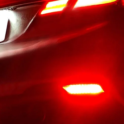 Vista 8 de iJDMTOY Lentes rojas 60-SMD LED Reflector de parachoques compatibles con Honda Civic Sedan 2013-2015, funciona como faros antiniebla traseros