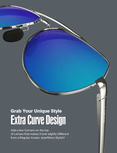Vista 4 de Lentes para aviador Luenx polarizados para hombres y mujeres con armazón de metal grande protección UV 400