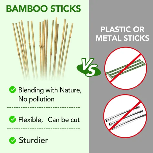 Vista 2 de 70 estacas de bambú, estacas de jardín de bambú natural de 3 pies para plantas, palos de bambú para plantas de jardín para soporte de plantas