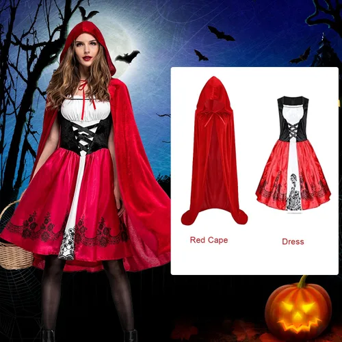 Vista 7 de Soyoekbt - Disfraz de Caperucita Roja, color rojo, para Halloween