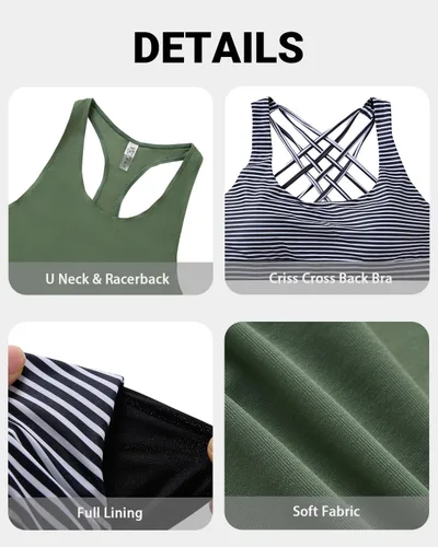 Vista 4 de Aqua Eve Traje de baño deportivo tankini de 3 piezas para mujer con camiseta sin mangas con pantalones cortos y brasier deportivo, traje de baño