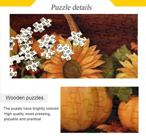 Vista 2 de Pumpkin Sunflower Jigsaw Puzzles 500 Pieces for Adults with Mesh Storage Bag 2011842