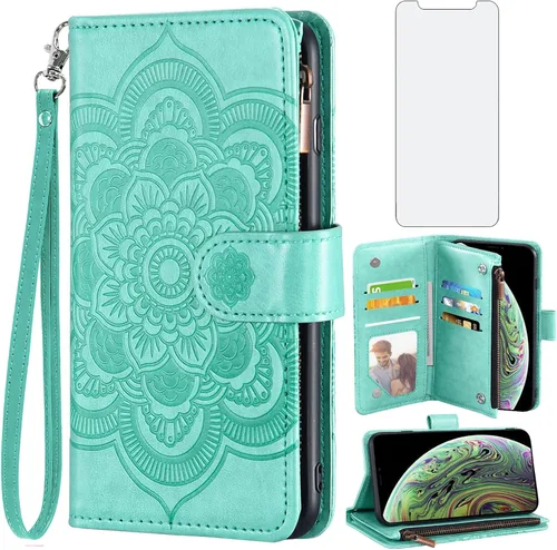 Vista 11 de Asuwish Funda compatible con iPhone Xs Max y protector de pantalla de vidrio templado, funda para teléfono celular para i X XR Xsmax 10x SX Xmax Azul