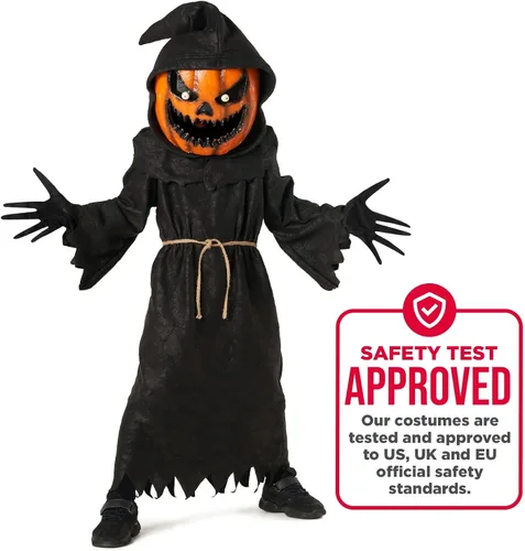 Vista 3 de Morph Disfraces de calabaza aterradora disfraz de calabaza para niños disfraz de espantapájaros disfraz de Halloween para niños y niñas