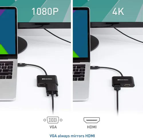 Vista 3 de Cable Matters Adaptador USB C a HDMI VGA de aluminio para Surface Pro 7, MacBook Pro, Dell XPS 13 y más, compatible con Thunderbolt 4 / USB4