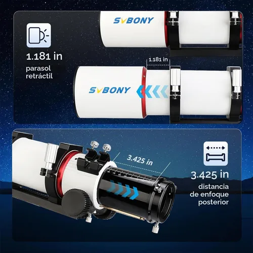 Vista 7 de SVBONY SV550 AP0 Telescope, 80mm ED F6 Triplet Apochromatic Refractor OTA