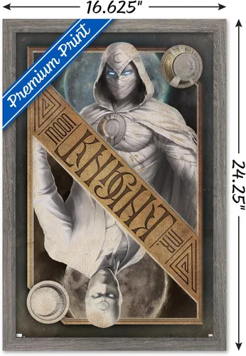 Vista 3 de Trends International Marvel Moon Knight - Póster de pared de tarjetas, 14.725 x 22.375 pulgadas, versión enmarcada de madera de granero