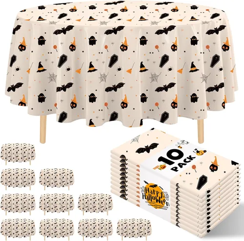 Vista 61 de Paquete de 10 manteles desechables de plástico premium de 54 x 108 pulgadas, mantel rectangular para mesa, para cumpleaños, bodas, Navidad, Beige