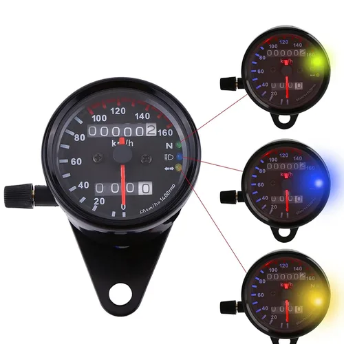 Vista 5 de Motocicleta cuentakilómetros velocímetro indicador doble pantalla digital KM/H Universal 1pc (negro)
