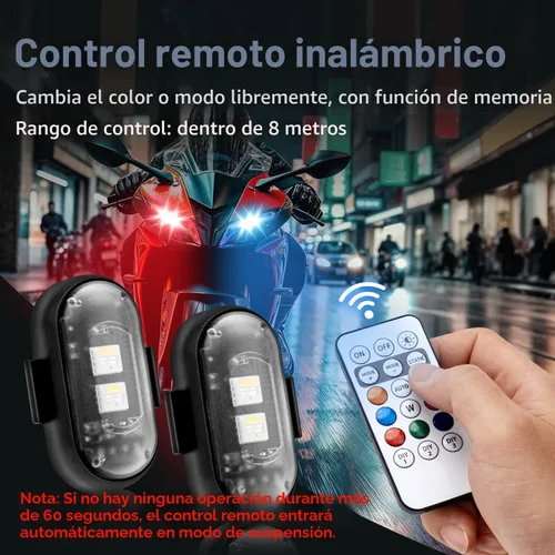 Vista 2 de Mcbazel 4 luces LED estroboscópicas inalámbricas recargables magnéticas, 8 colores, USB, impermeable, anticolisión, luz de advertencia intermitente