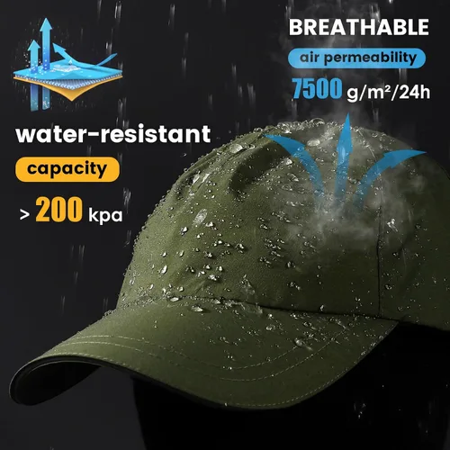 Vista 68 de Gorra de béisbol impermeable para hombre, sombrero de lluvia plegable para correr al aire libre, sombrero de pesca solar