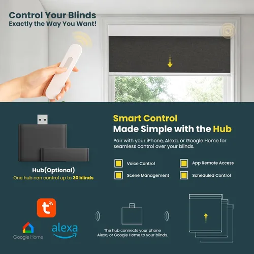 Vista 4 de Persianas motorizadas sin taladro, persianas automáticas para ventanas, persianas enrollables eléctricas con control remoto, persianas inteligentes