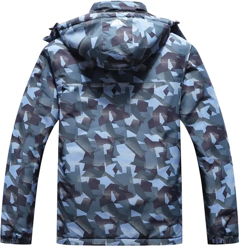 Vista 2 de Chaqueta de esquí impermeable para hombre, resistente al viento, cortavientos, abrigo de nieve cálido con capucha