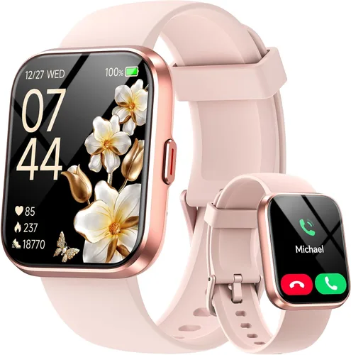 Vista 13 de Reloj inteligente para hombres y mujeres, reloj inteligente HD de 1.85 pulgadas para iPhone/Samsung/Android (respuesta/hace), rastreador de Negro