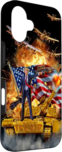 Vista 3 de iPhone 16 Presidente Donald Trump monta una funda dorada