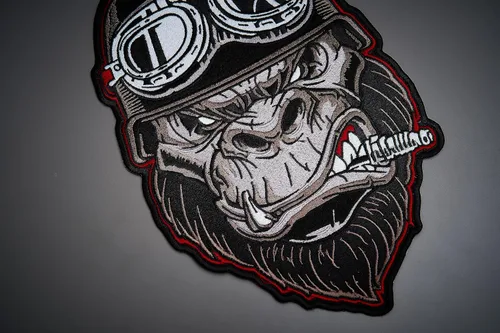 Vista 2 de Gorilla Pista - Parche bordado en la espalda grande para chaleco para coser con plancha, multicolor