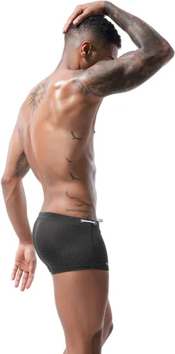 Vista 5 de MIZOK Traje de baño para hombre, traje de baño de secado rápido, corto, sexy, con cordón