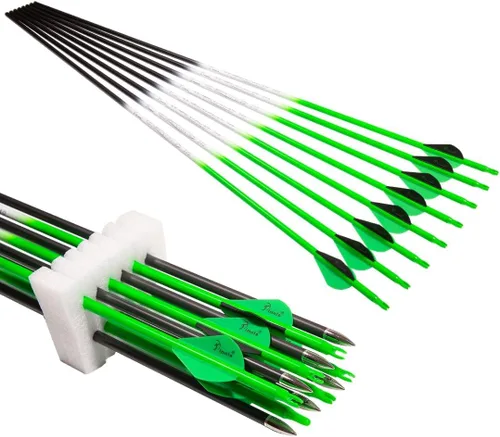 Vista 10 de Archery Carbon Arrow 28 29 30 inch 300 340 350 400 Spine Practice Hunting Arrows for Compound Recurve Bow 12PCS