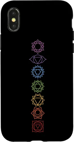 Vista 5 de Funda para iPhone 13 Pro Max, regalo espiritual Zen Rainbow Chakras alineados para amantes del yoga