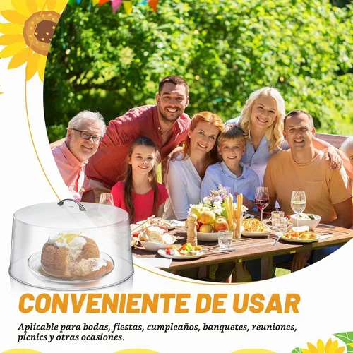 Vista 6 de Uiifan 2 cubiertas de plástico transparente para cúpula para tartas, cubierta redonda de acrílico de 12 pulgadas, cúpula de 7.5 pulgadas de alto