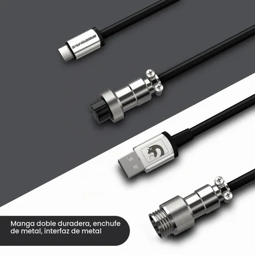 Vista 3 de ZIYOU LANG Cable de teclado C01 personalizado en espiral USB C a un cable Negro