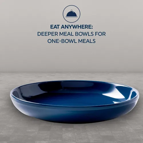Vista 4 de Corelle - Plato hondo de cerámica, azul marino, esmalte sólido, paquete de 4