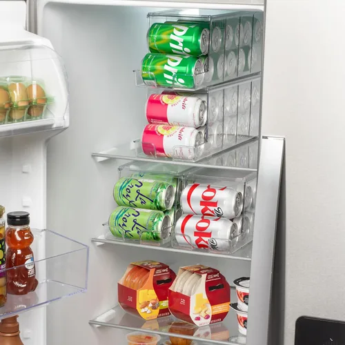 Vista 5 de Organizador de latas de refresco ClearSpace y dispensador de latas de refresco para refrigerador - Organizador de nevera y organizador apilable