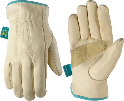Vista 7 de Wells Lamont HydraHyde - Guantes de trabajo de cuero resistentes al agua para mujer, parche de palma reforzado