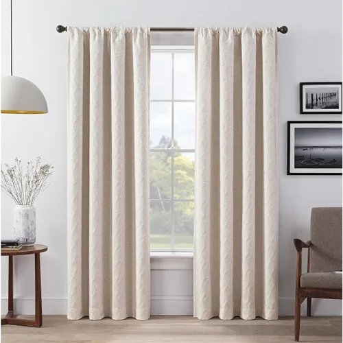 Vista 8 de Eclipse Lollie Total Privacy - Cortinas opacas con bolsillo para barra, diseño de enrejado (2 paneles), 52 x 84 pulgadas, color gris