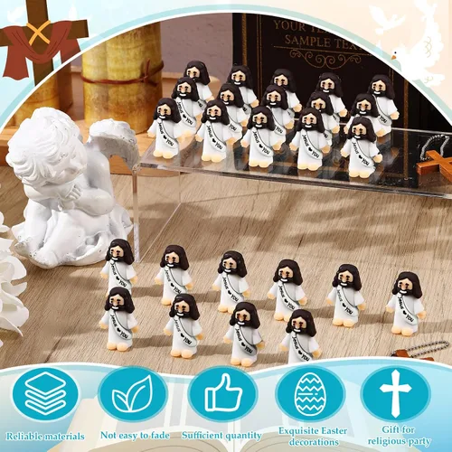 Vista 3 de Bememo 25 figuras de Jesús pequeñas figuras de Jesús, color blanco