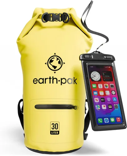 Vista 28 de Earth Pak Bolsa seca impermeable con bolsillo con cremallera, mochila impermeable para mantener el equipo seco