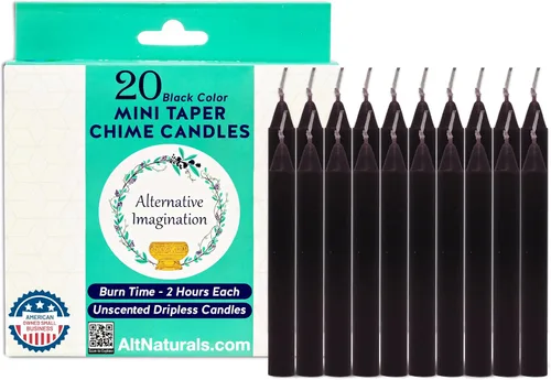Vista 11 de Alternative Imagination Blue Chime Candles - Paquete de 20 mini velas cónicas sin perfume de 4 pulgadas, velas rituales de larga duración sin goteo