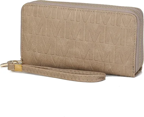 Vista 50 de MKF Collection Mia K - Cartera de pulsera para mujer, pequeña cartera de cuero vegano para tarjetas de crédito con cremallera y bolsillo