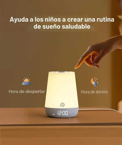 Vista 6 de Dreamegg Sound Machine Baby - Máquina de ruido blanco para bebé con luz nocturna, reloj despertador Ok to Wake, 34 sonidos relajantes, entrenador