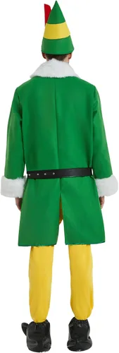 Vista 4 de Disfraz de elfo para hombre, traje de Navidad para adultos, 5 piezas, traje de lujo para parejas, cosplay, vacaciones, Halloween, fiesta de Navidad