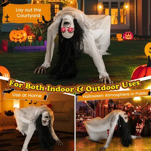Vista 9 de Tangkula - Mujer animada de Halloween con ojos brillantes, tamaño real