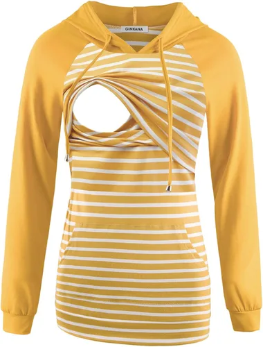 Vista 141 de GINKANA Sudadera con capucha para mujer, manga larga, lactancia materna, ropa casual