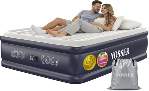 Vista 11 de VOSSER Colchón de aire individual XL con bomba incorporada, colchón inflable extra largo de 13 pulgadas elevado de 80 pulgadas, cama de aire Azul