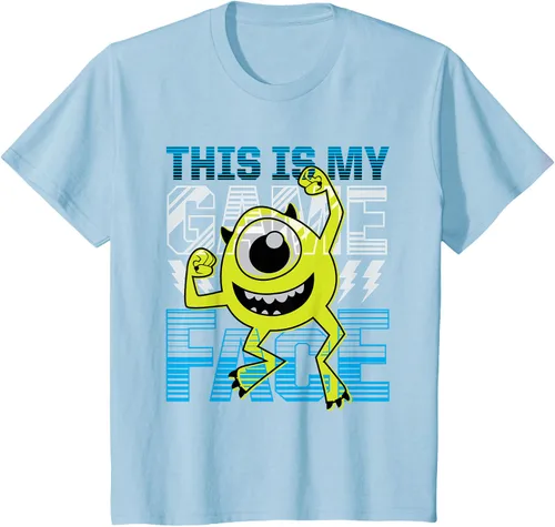 Vista 13 de Disney Pixar Monsters Inc. Mike Wazowski Game Face Camiseta Negro