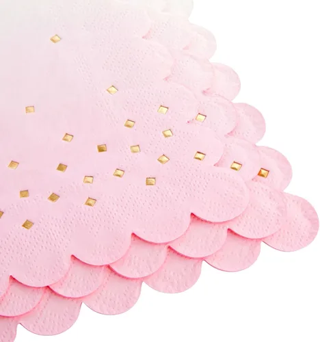 Vista 6 de Sparkle and Bash Servilletas de cóctel para bebé, 5 x 5 pulgadas, plegadas, 100 unidades, 3 capas, color rosa degradado, servilletas de papel