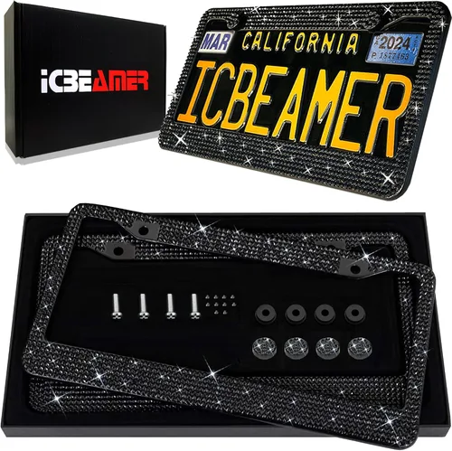 Vista 6 de ICBEAMER Marco de matrícula de motocicleta impermeable de ajuste universal para la mayoría con 6+ LED intermitentes de cola + luz de freno