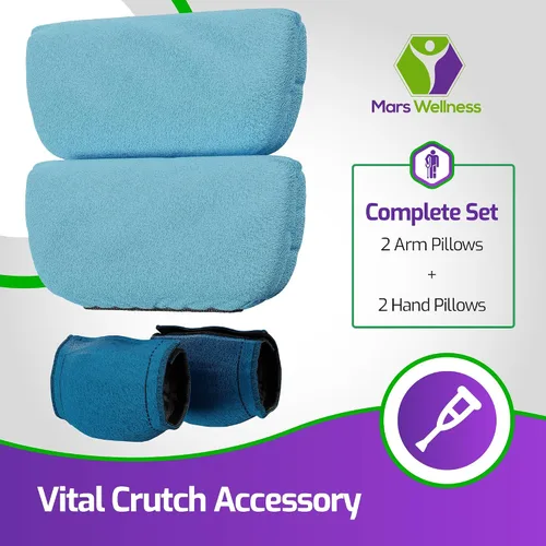 Vista 2 de Acolchado de muletas prémium para muletas – Cojines de muleta para debajo del brazo – Almohadillas azules – Se adapta a muletas estándar