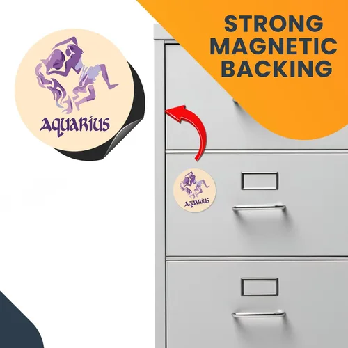 Vista 7 de Magnet Me Up Calcomanía magnética para nevera con signo del zodiaco Acuario, redondo de 5 pulgadas, colección fresca, perfecta para refrigerador
