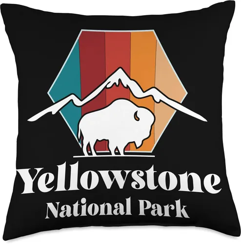 Vista 5 de Yellowstone Volcano National Park Wyoming Souvenir Yellowstone Mountain Buffalo National Park Wyoming - Almohada de recuerdo, 16 x 16 pulgadas