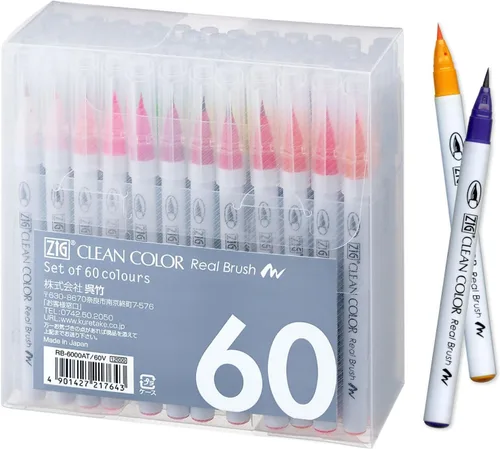 Vista 8 de Kuretake Clean pincel de color real para acuarela pincel de plumas (juego de 48 colores)